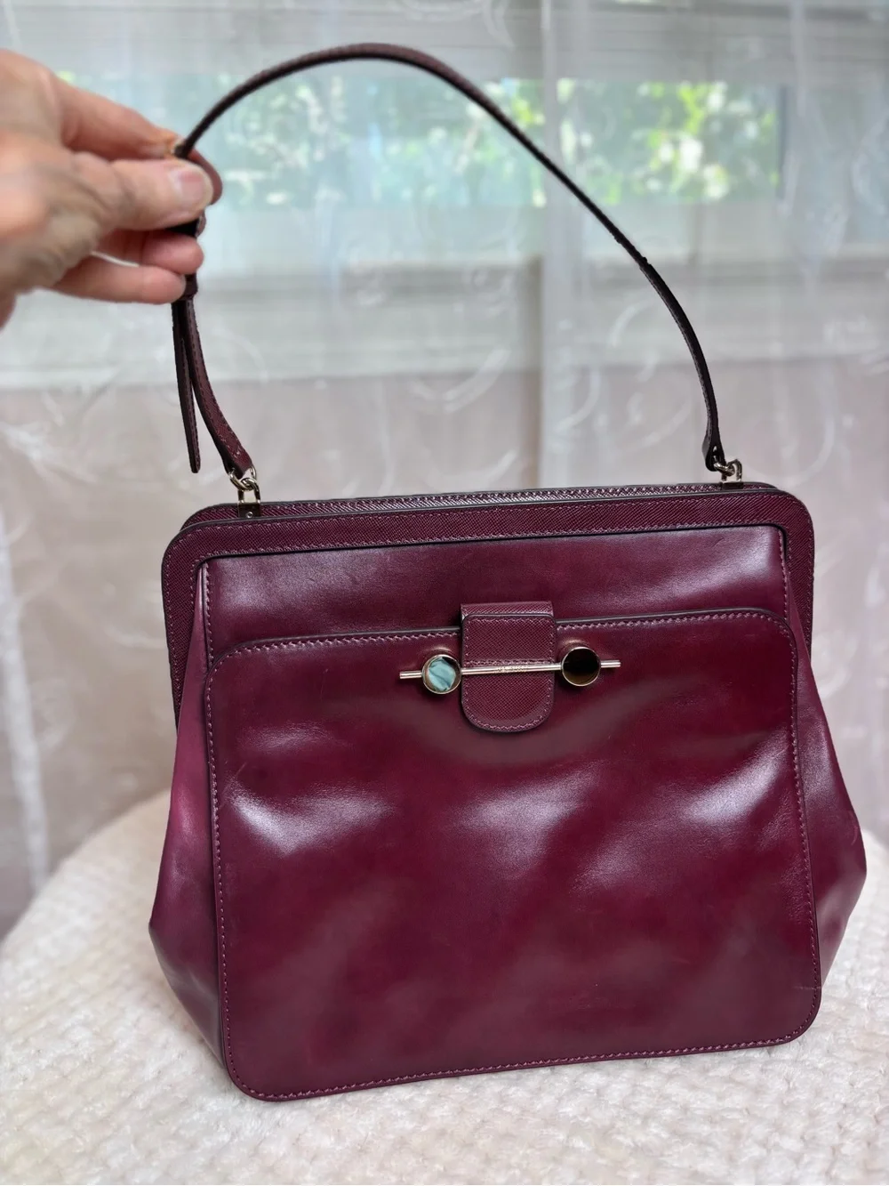 Jason Wu Daphne Smooth Burgundy Leather Luxury Shoulder Bag